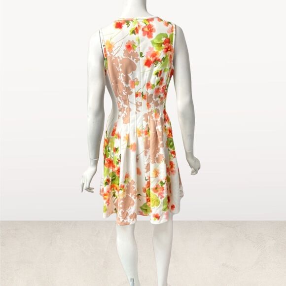 Betsey Johnson Floral Falling Leaf Zip Front Dress 50’s Fit n Flare Bones Sz 6 - Picture 3 of 8
